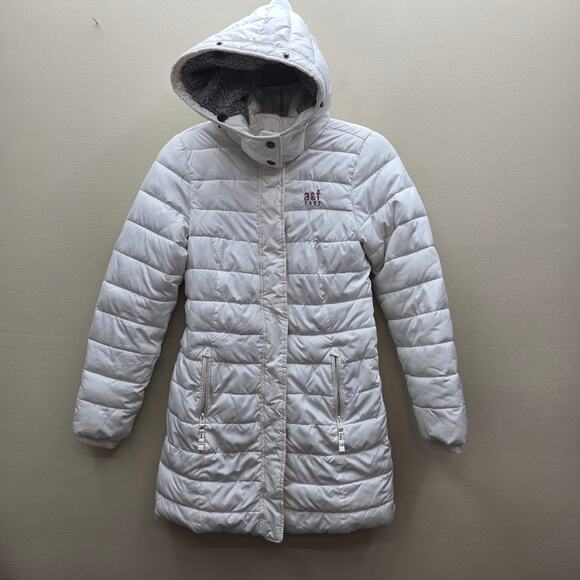 Abercrombie & Fitch Kids Full-Zip Hooded Puffer Jacket Outdoor White Size 13/14